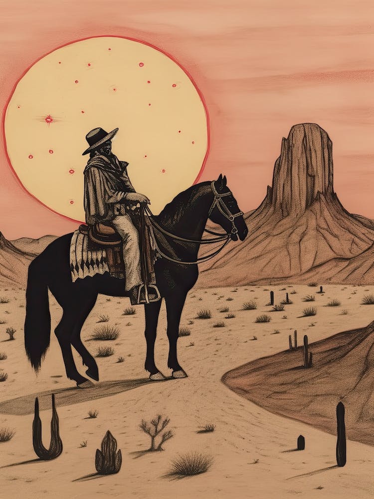 Cowboy Riding A Horse In The Desert 4
