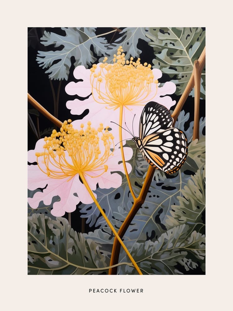 Flower Illustration Peacock Flower 3 Poster