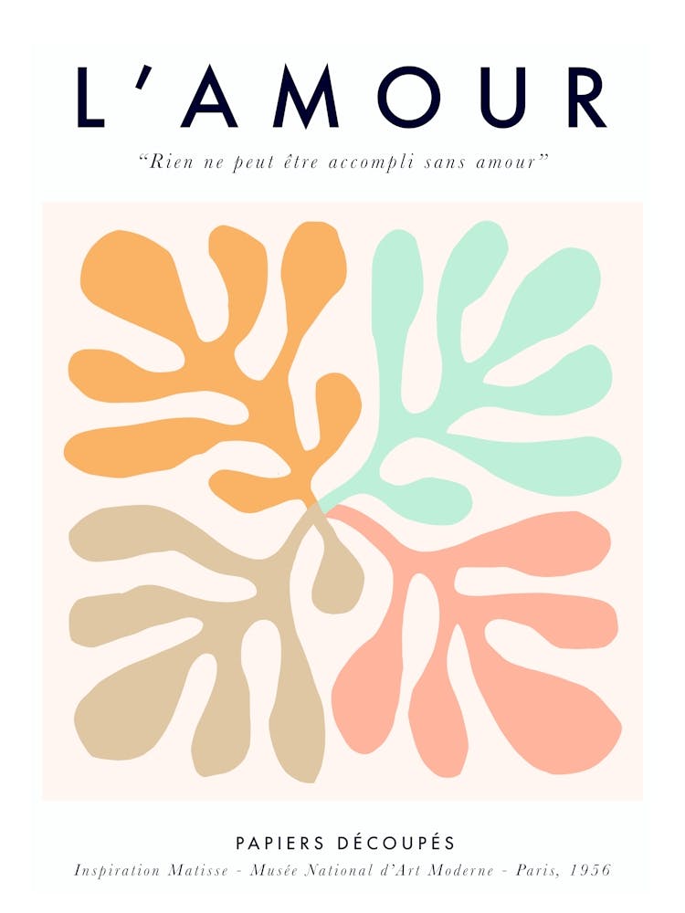 Serene Matisse Pastel Love Abstract Cut-out Foliage on Peach Fuzz 