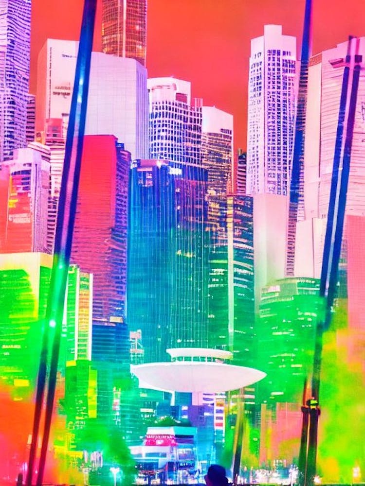 Marina Bay Singapore Retro Risograph Print 1 harbour