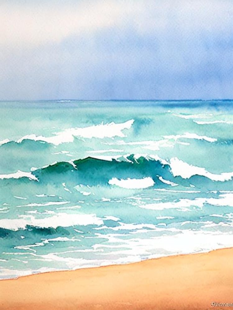 Mirissa Beach 3, Sri Lanka Watercolour