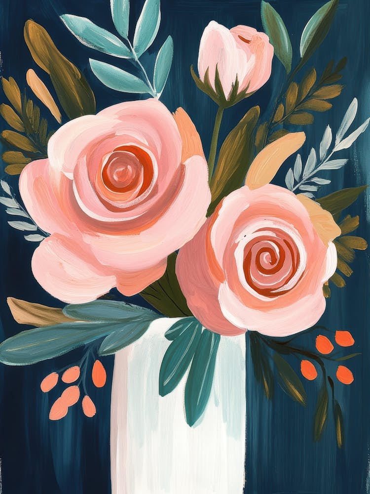 Pink Roses In A Vase 13