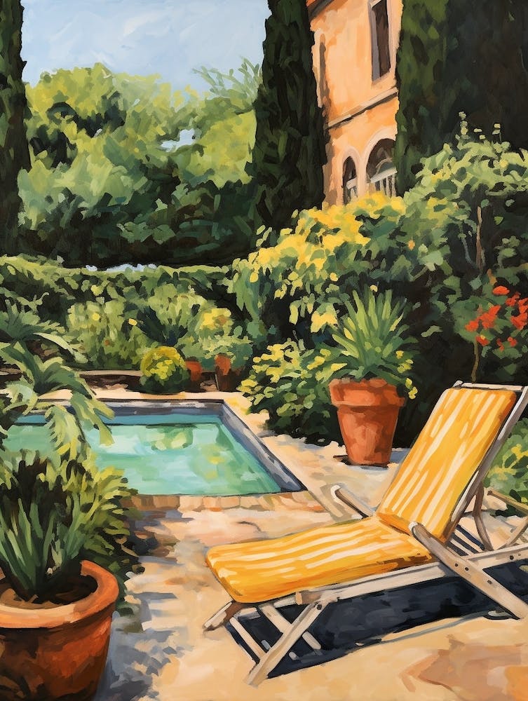 Sun Lounger By The Pool In Lucca Italy