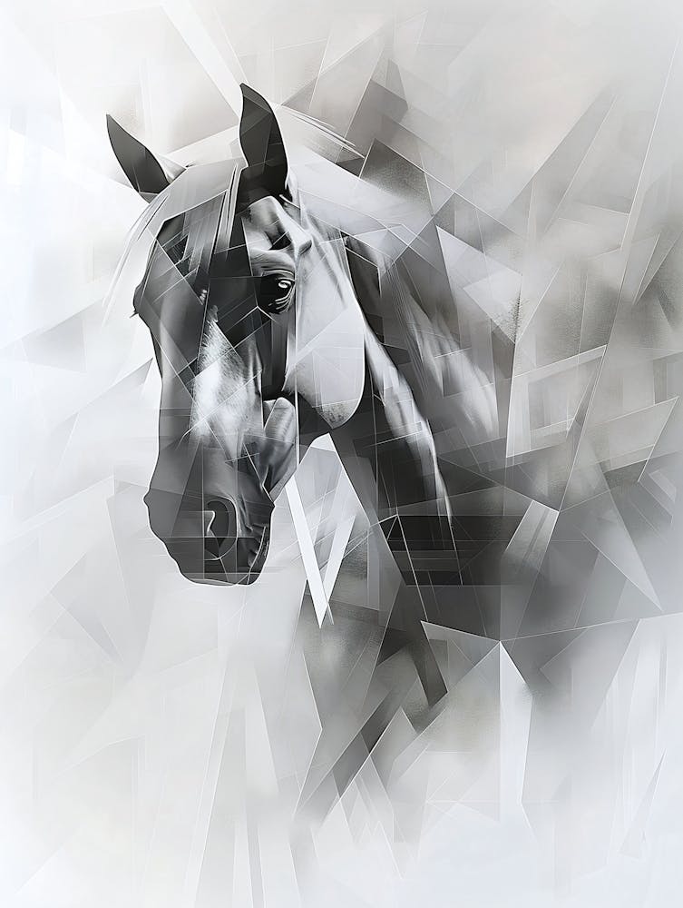 Monochrome Abstract Horse Portrait