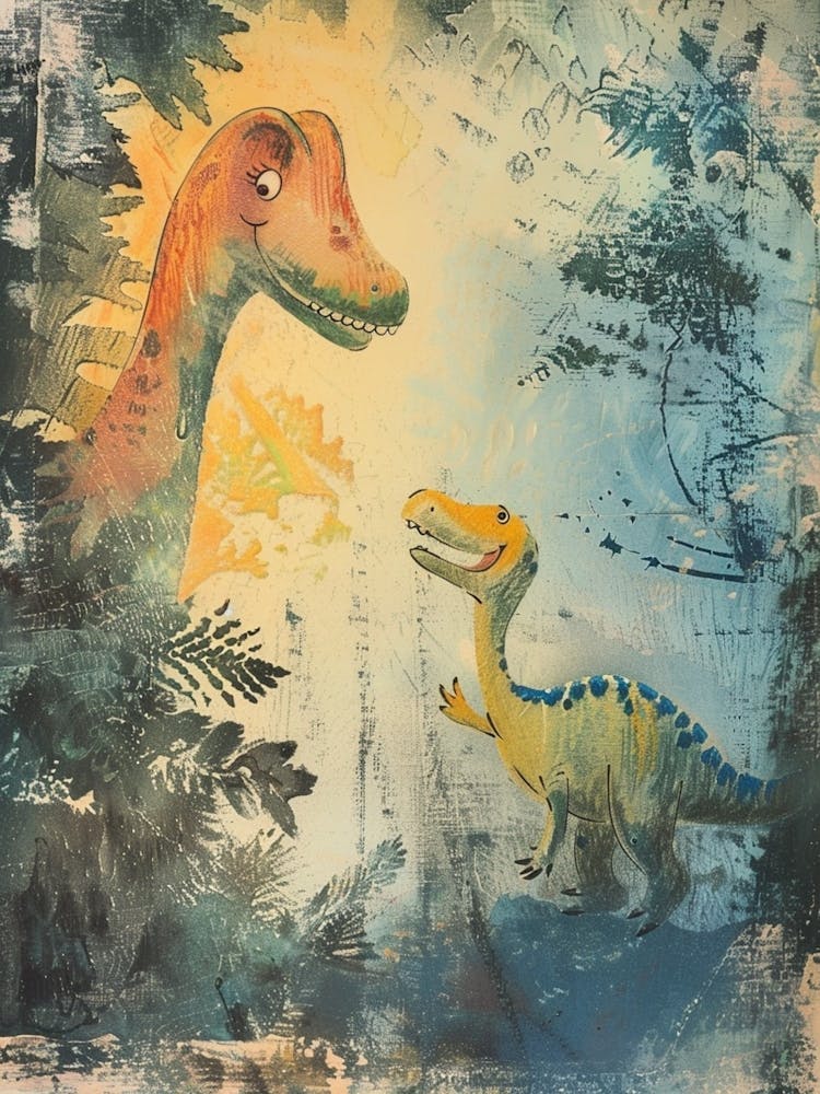 Dinosaur & Baby Dinosaur Storybook Painting 2