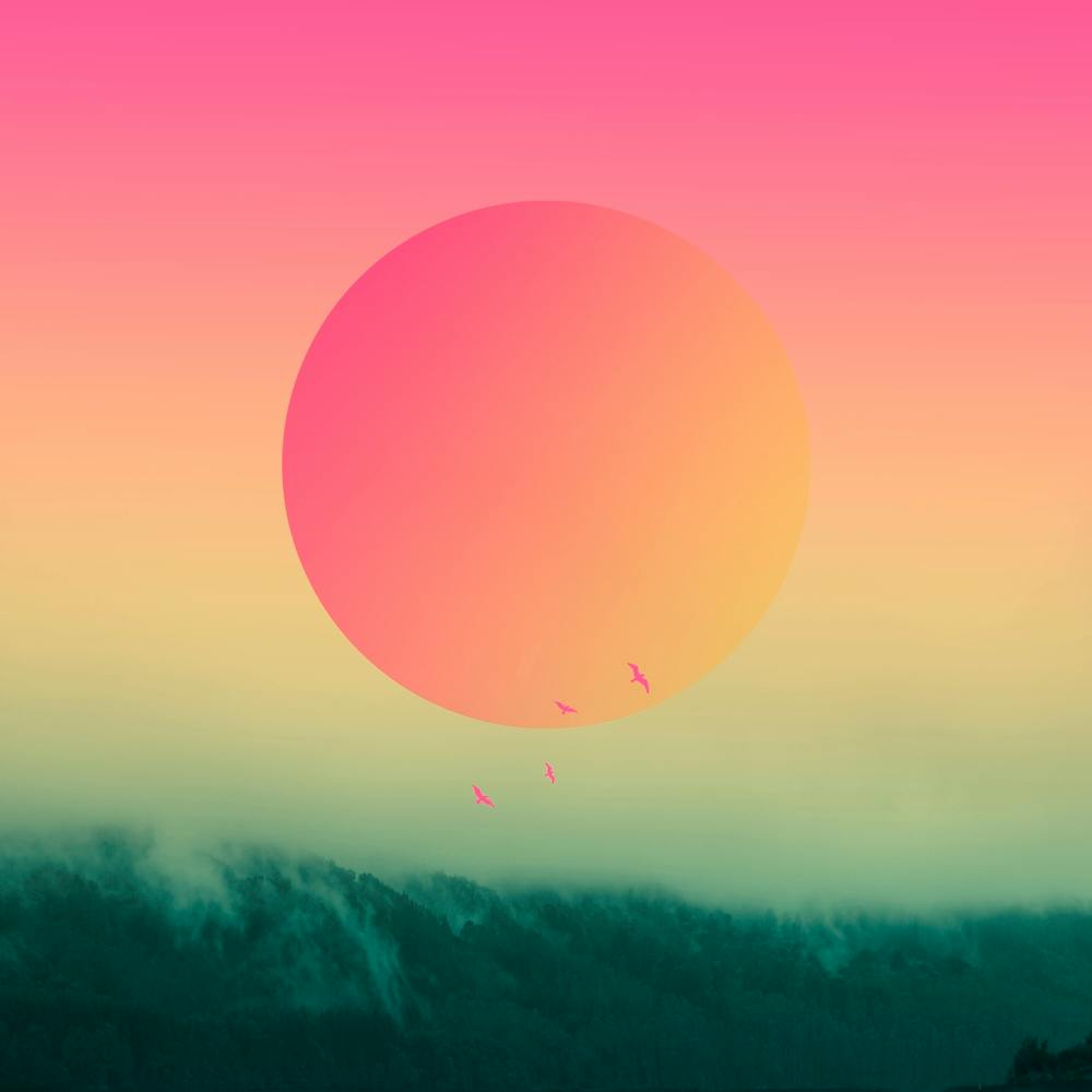 Landscape With Graphic Sun Square