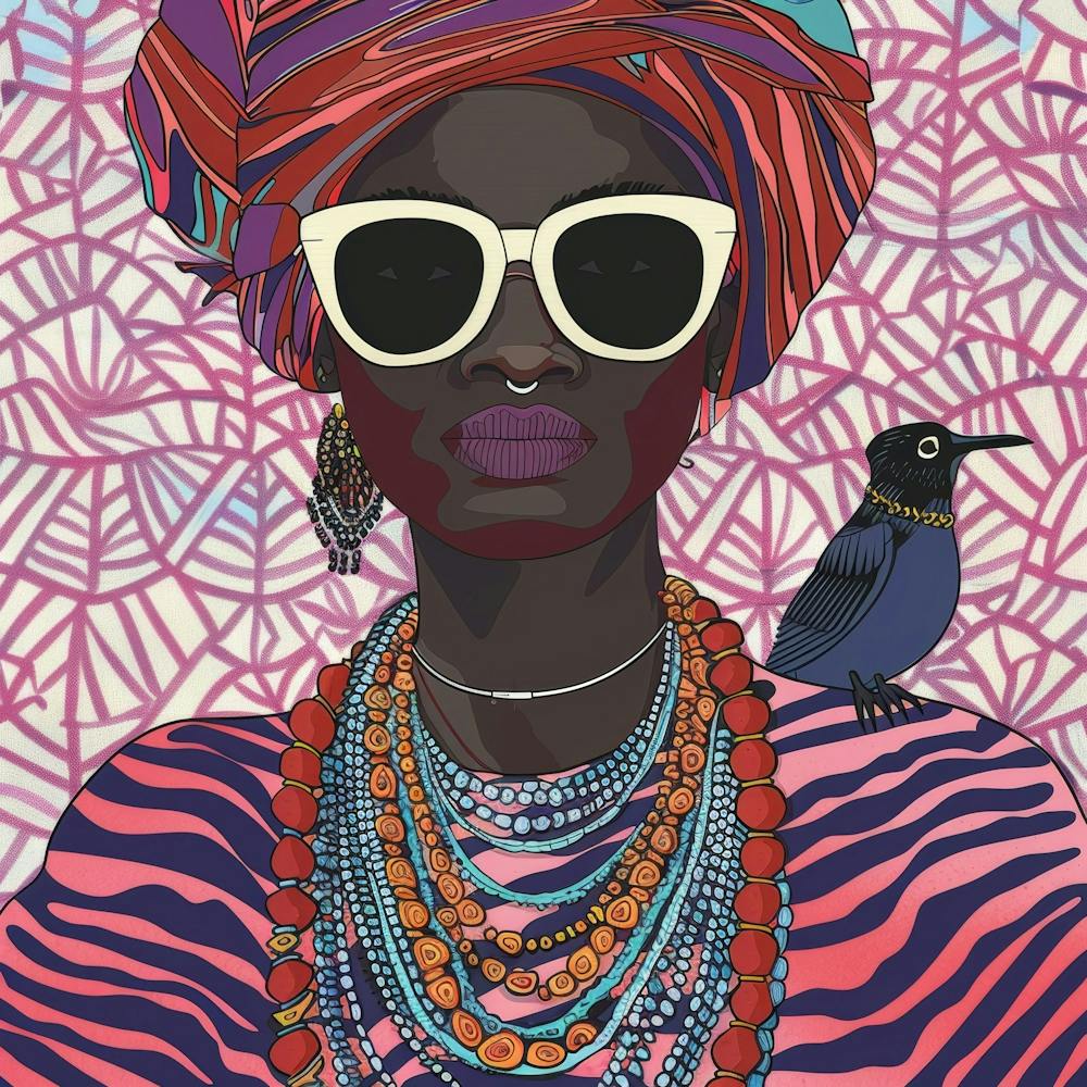 African Woman With Bird 3