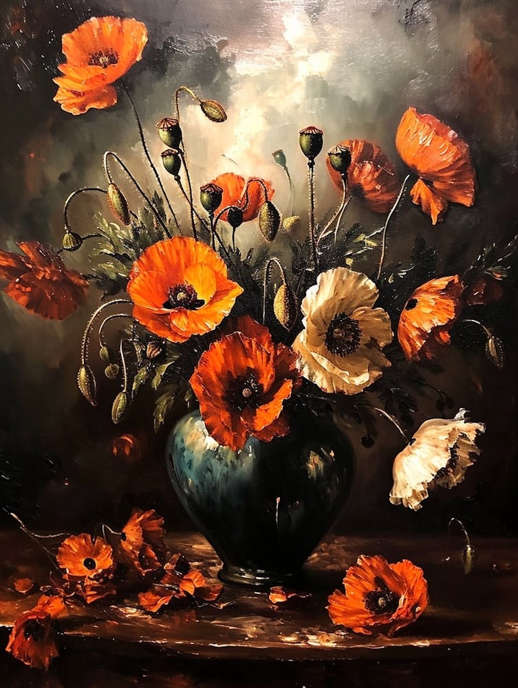 Baroque Floral Still Life Poppy 3