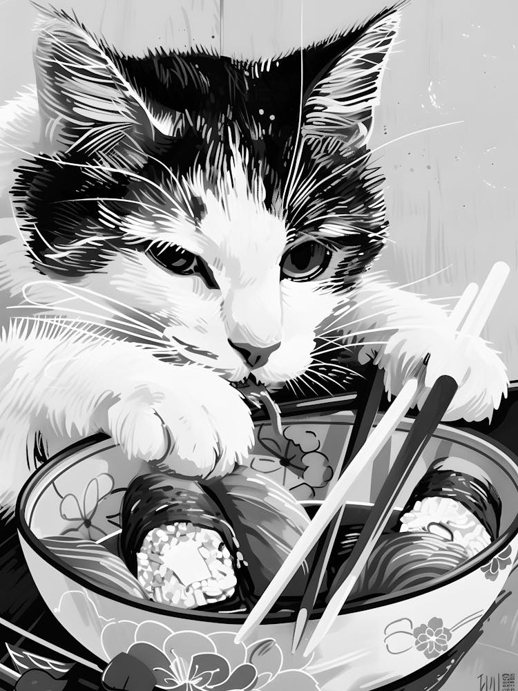 Cat With Chopsticks