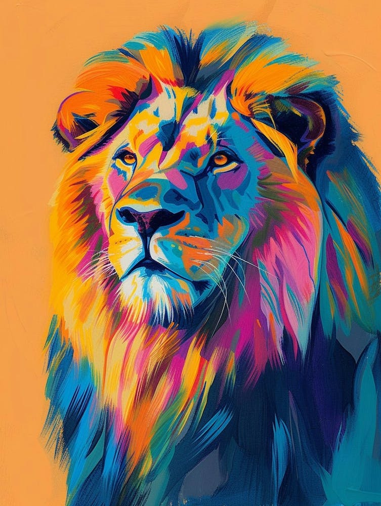 Southwest African Lion Lion In Different Seasons Fauvist Painting 1
