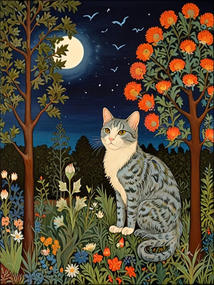 William Morris Katze im Mondlicht 41
