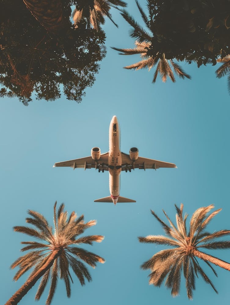 Airplane Flying Over Palm Trees 5