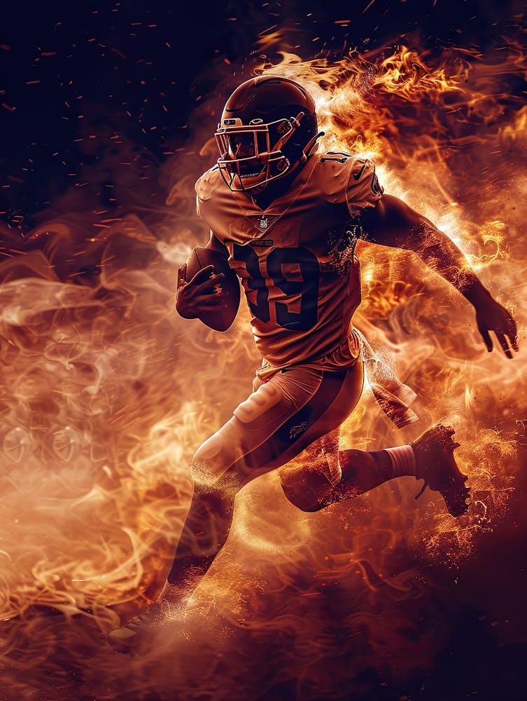 Football Player In Fire 1