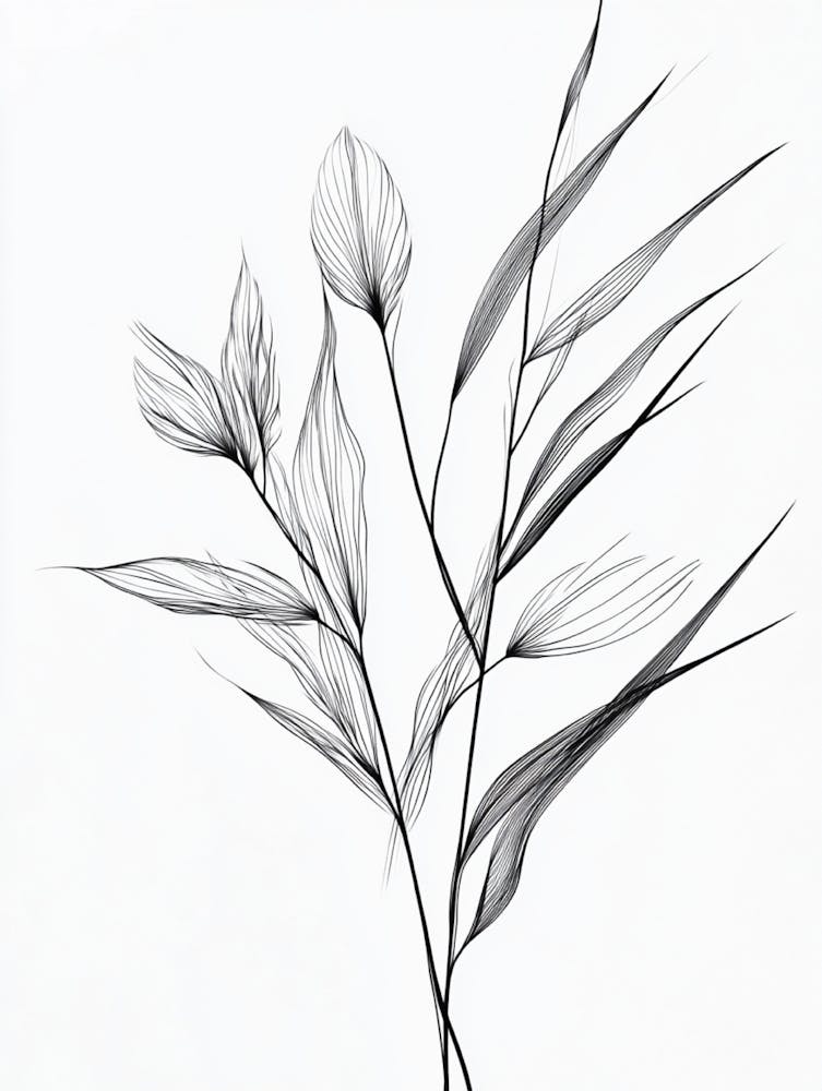 Black And White Drawing Of A Plant