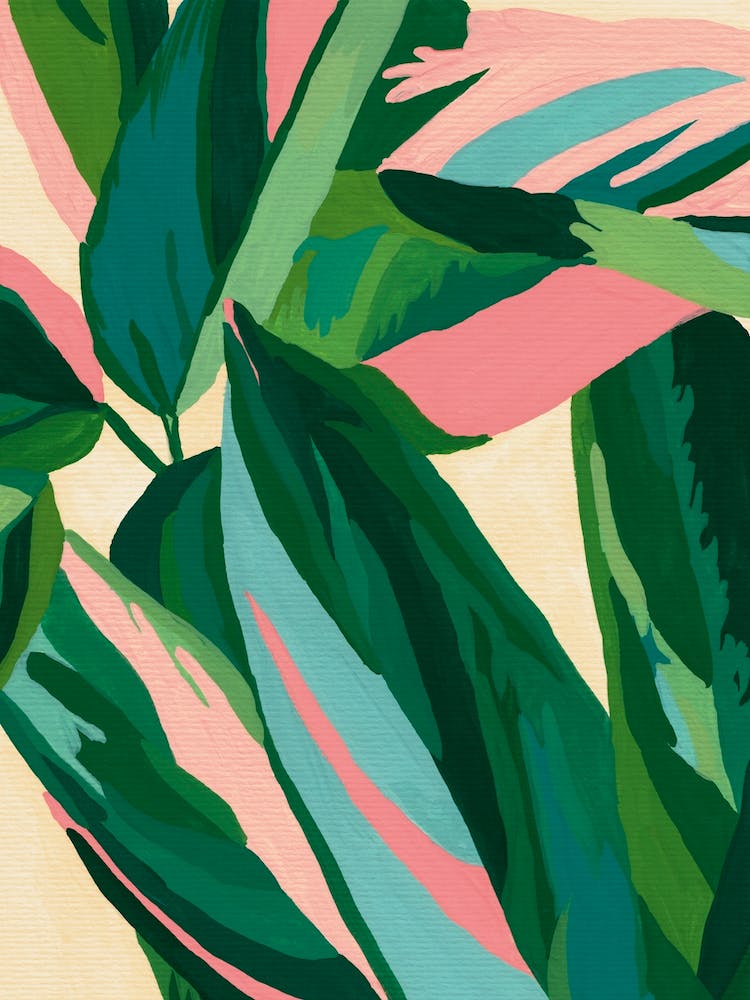 Abstract Gouache Leaves