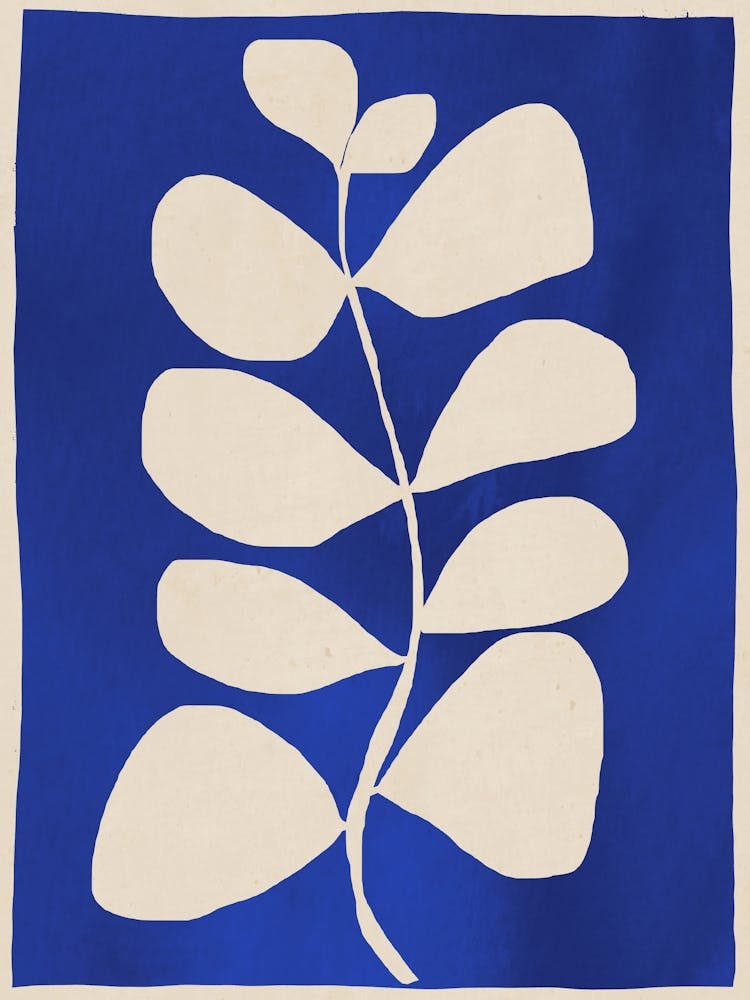 Abstract Minimal Plant 3 2 Cobalt Blue