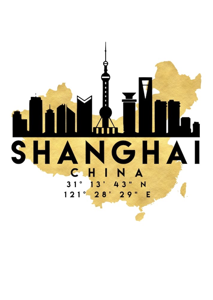 Shanghai China Silhouette Stadt-Skyline Karte