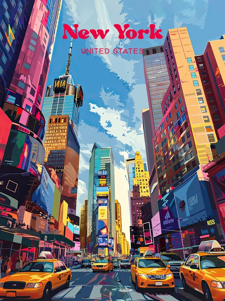 New York Borough Digital Travel Illustration