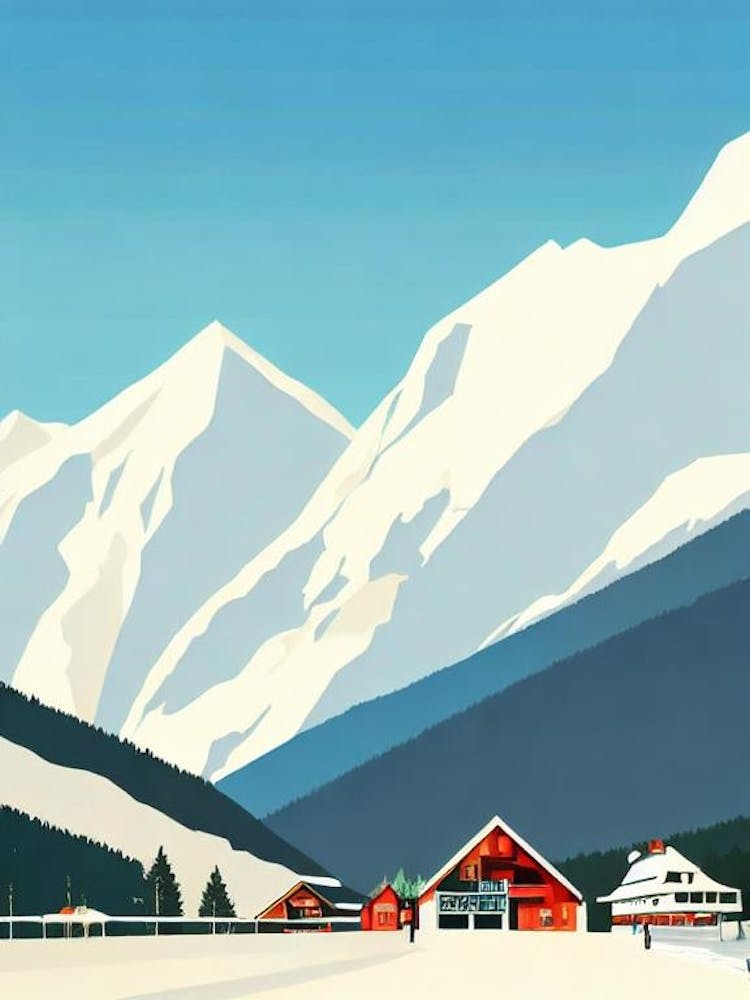 Stubaier Gletscher, Austria Midcentury Vintage Skiing Poster