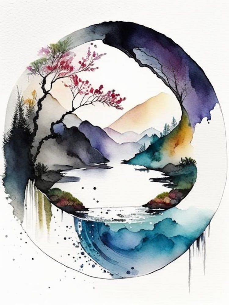 Landscapes Yin And Yang Watercolour