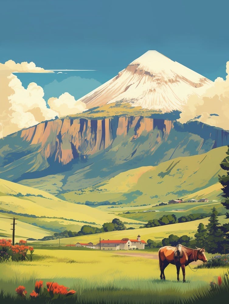 Cotopaxi National Park Ecuador 1 Vintage Travel Illustration