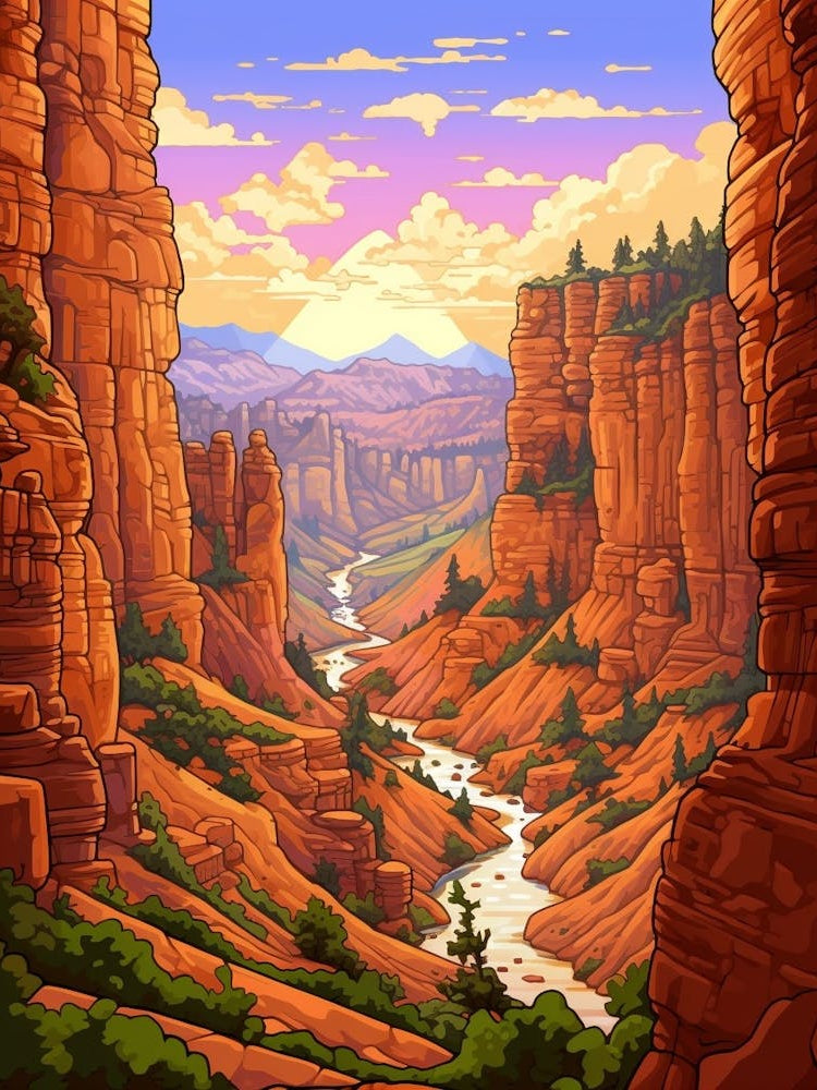 Canyon Landscape Pixel Art 1