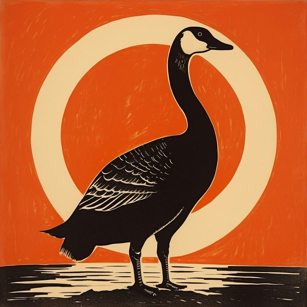 Retro Bird Lithograph Canada Goose 3
