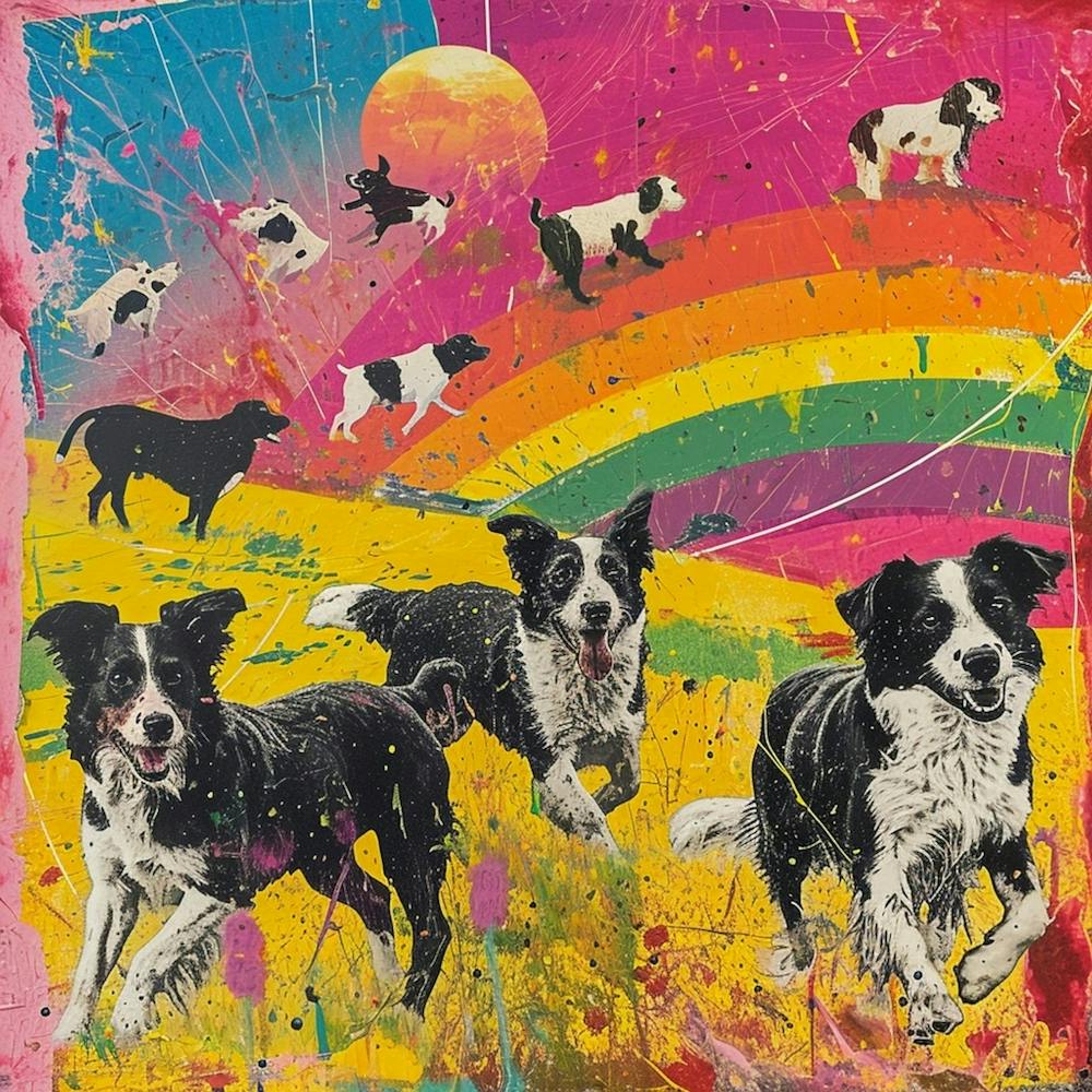 Sheep Dog Rainbow Collage 2