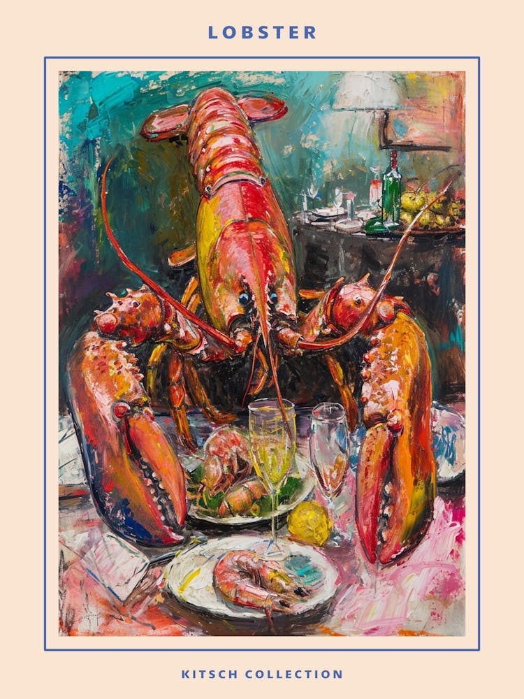 Kitsch Lobster Banquet Painting 1 Poster