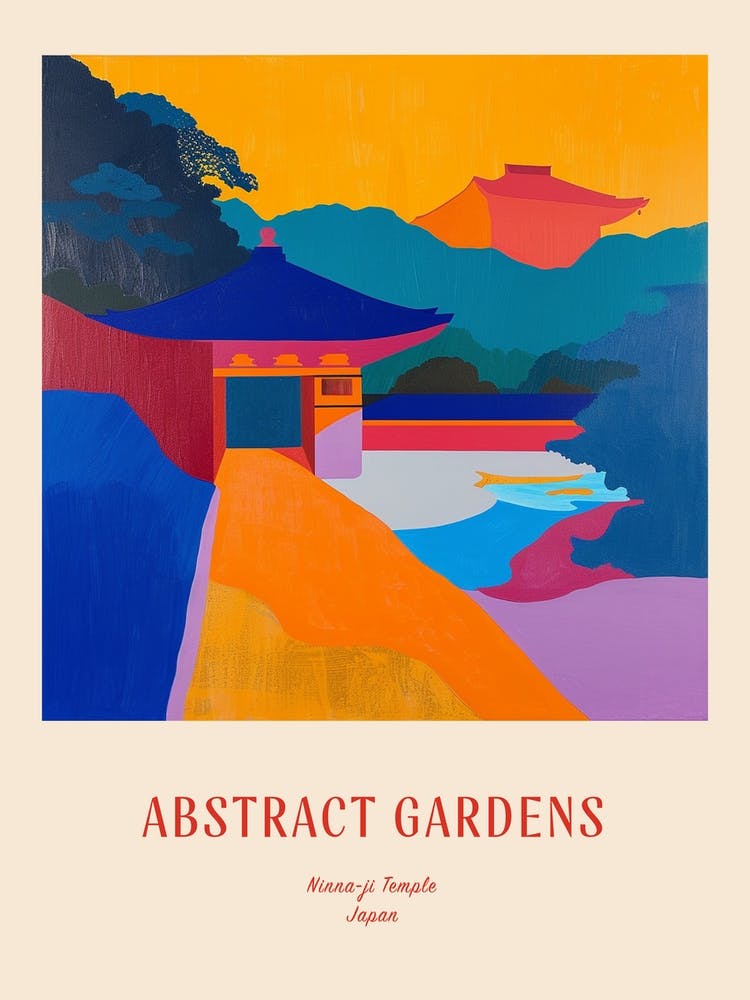 Colourful Gardens Ninna Ji Temple Japan 1 Red Poster