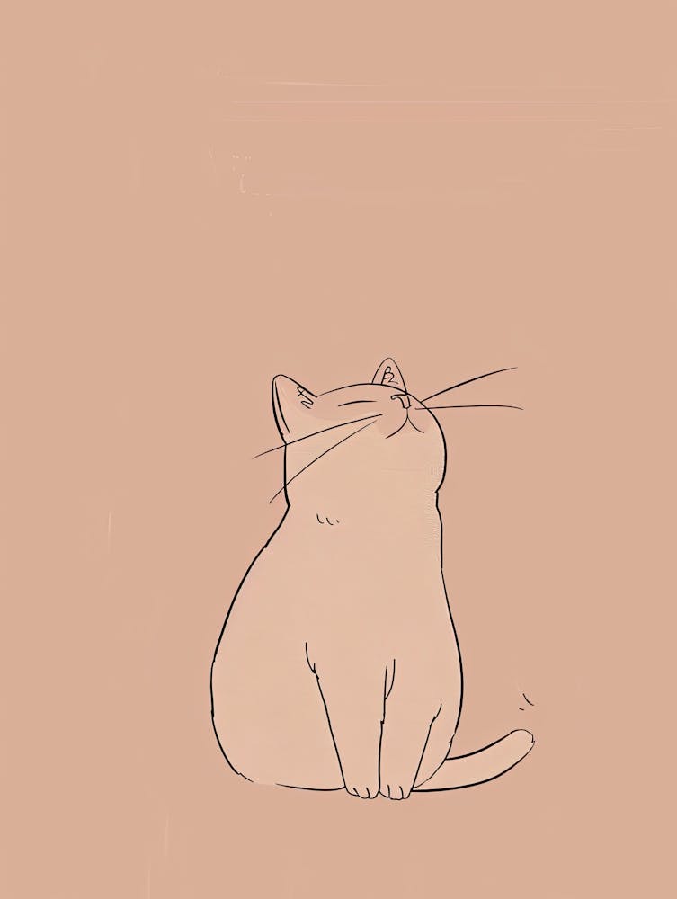 Cute Cat - Boho, Line Art