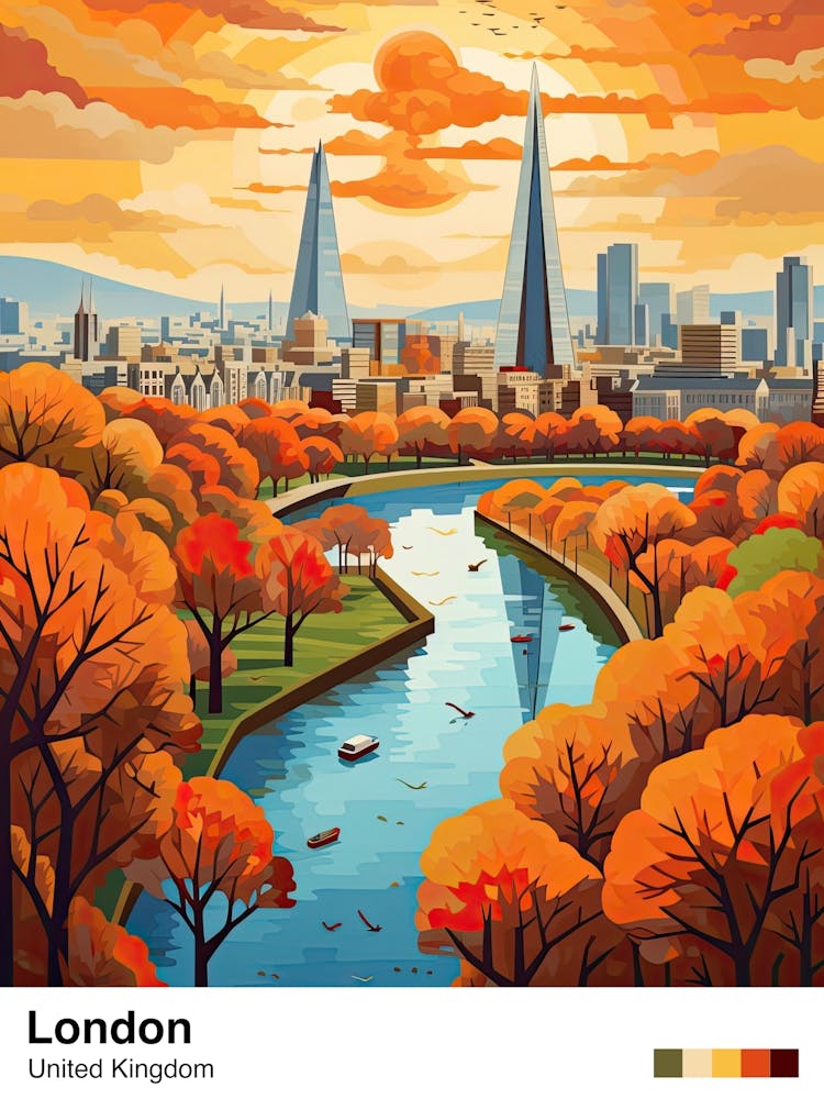 London View   Geometric Vector Illustration 2 Poster