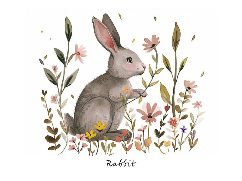 Little Floral Rabbit 4 Poster