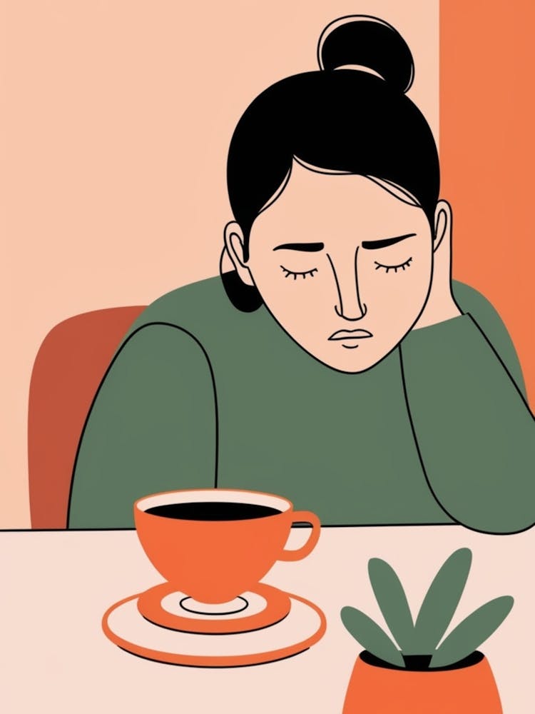 Illustration Of A Woman With A Cup Of Coffee 1