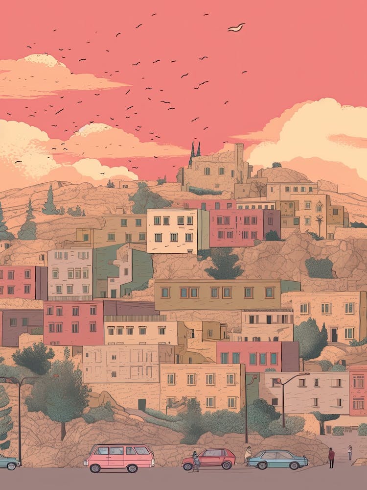 Amman Jordan Travel Illustration 2
