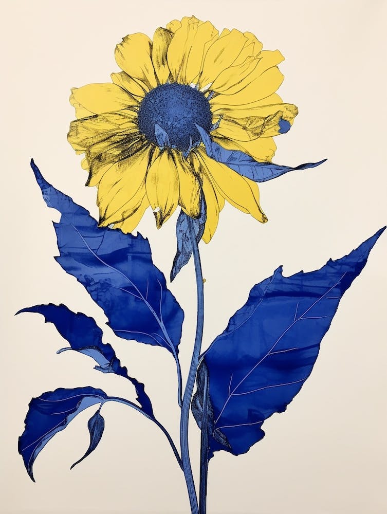 Blue Botanical Sunflower 2