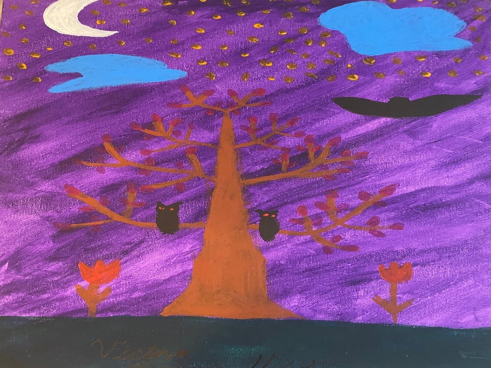 Owl Tree Painting