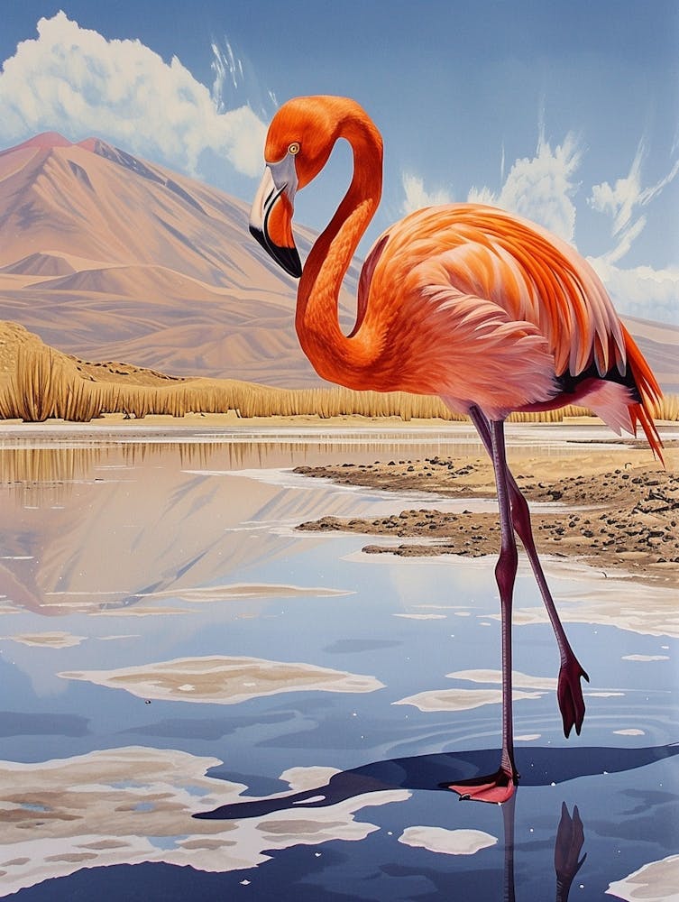 Greater Flamingo Salar De Atacama Antofagasta Tropical Illustration 1