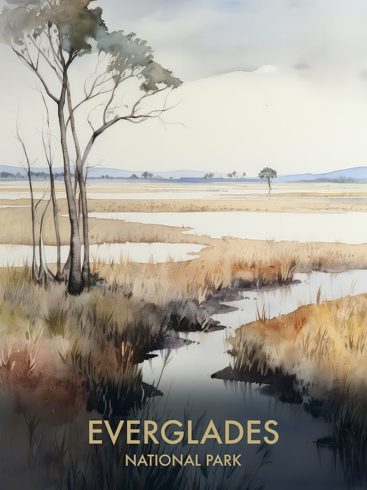 Everglades National Park Watercolour Vintage Travel Poster 1