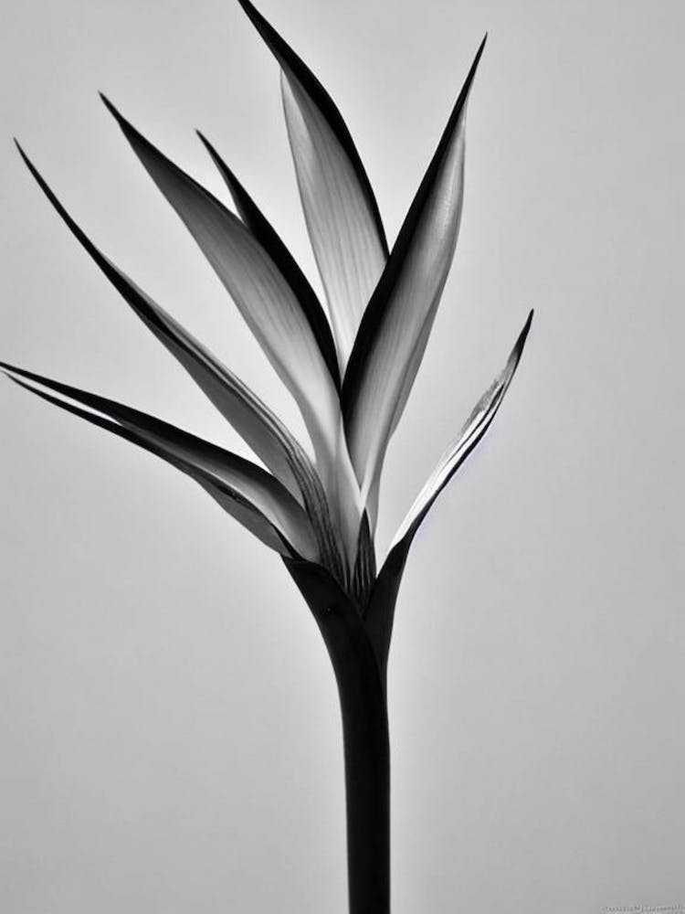 Bird Of Paradise B&W Pencil 2 Flower