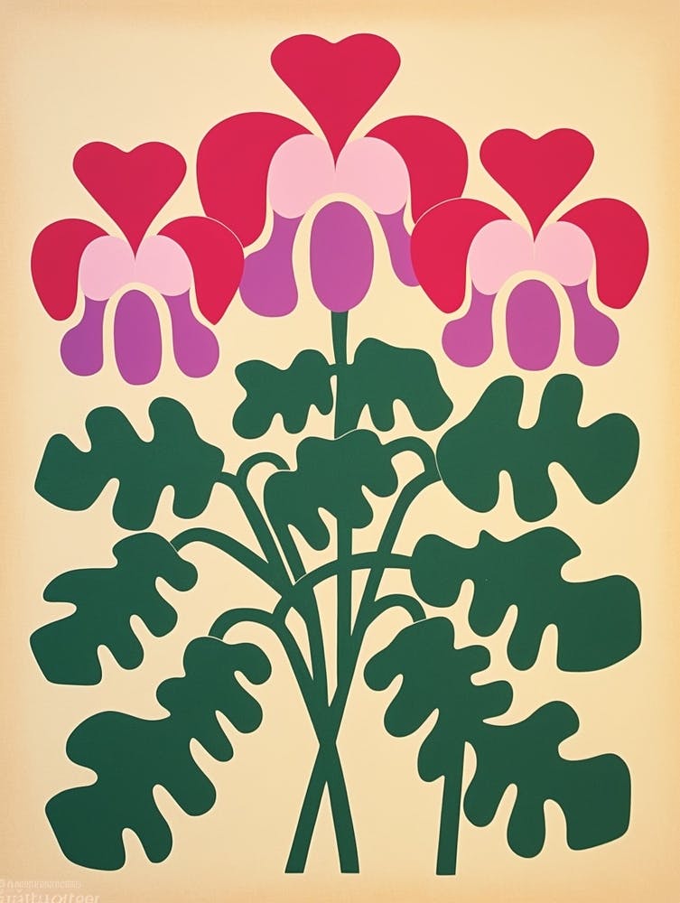 Cut Out Style Flower Art Bleeding Heart Dicentra 1