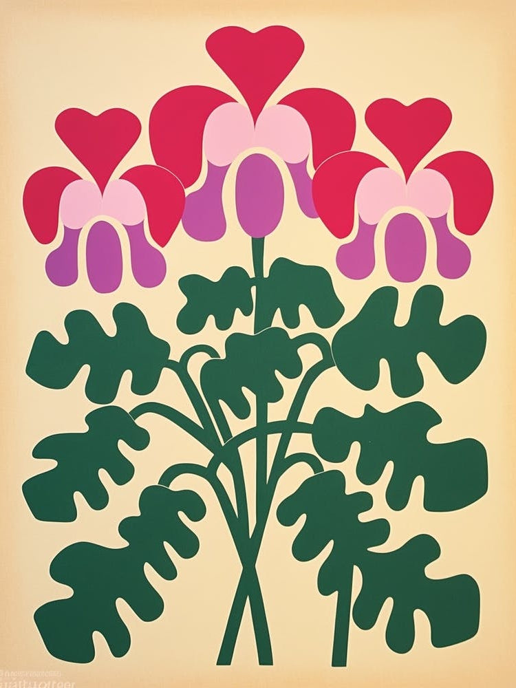 Cut Out Style Flower Art Bleeding Heart Dicentra 1