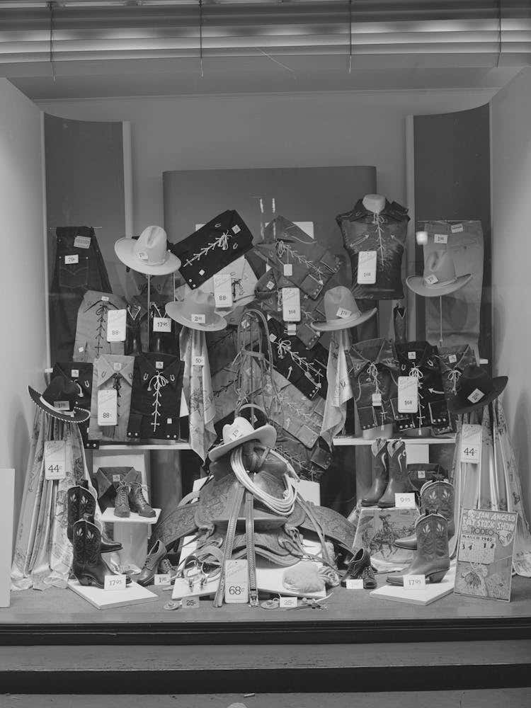 Show Window In Department Store In San Angelo, Texas, During The San Angelo Fat Stock Show,Townspeople