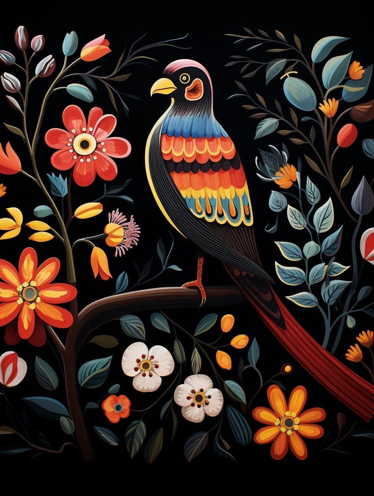 Illustration d'oiseau folklorique Épervier d'Europe 2