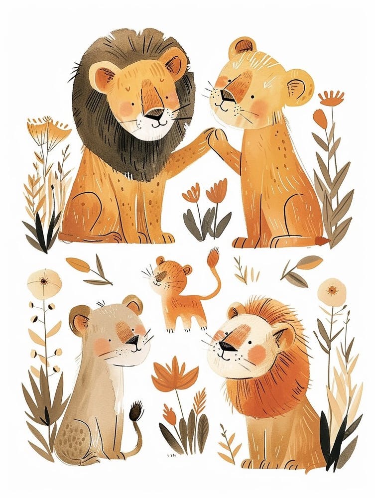 Barbary Lion Interaction Clipart 2