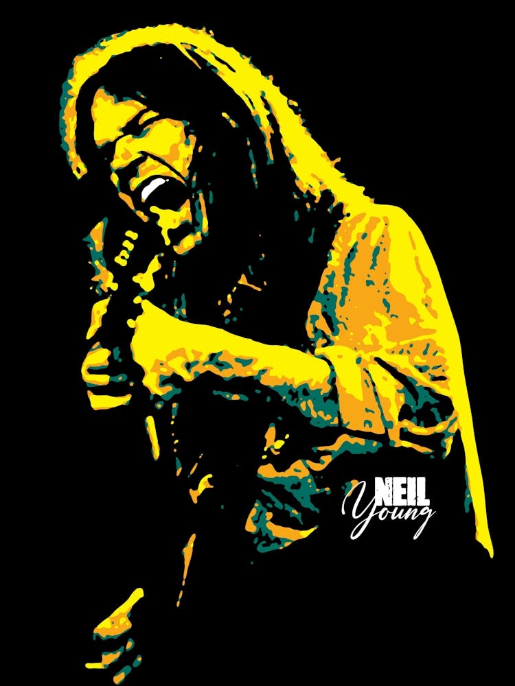 Neil Young Canadian American Musician Legend in Pop Art Illustration 2
