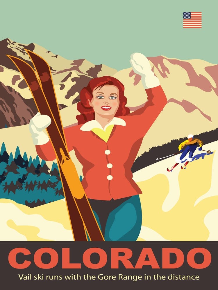 Colorado, Vail Ski Runs, Gore Range in the Distance