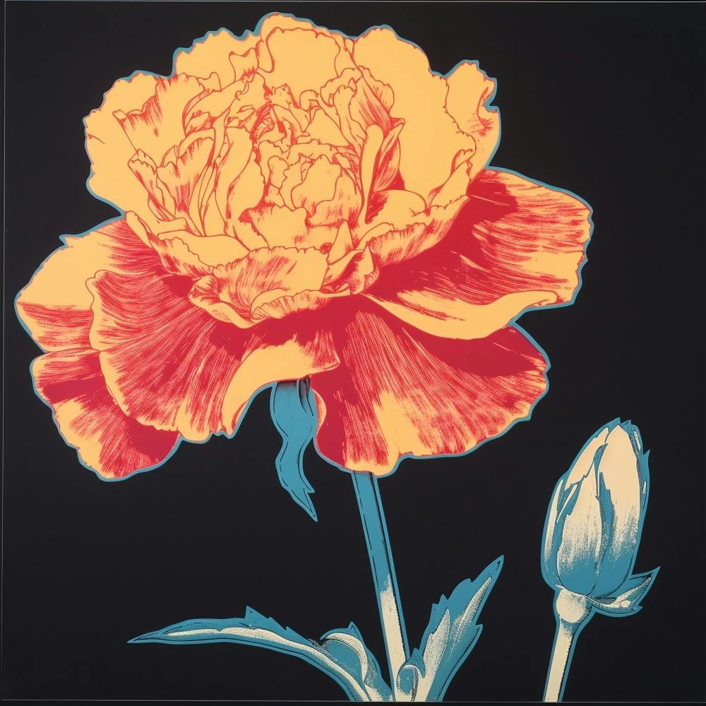 Carnation Dianthus 6 Pop Art Illustration Square
