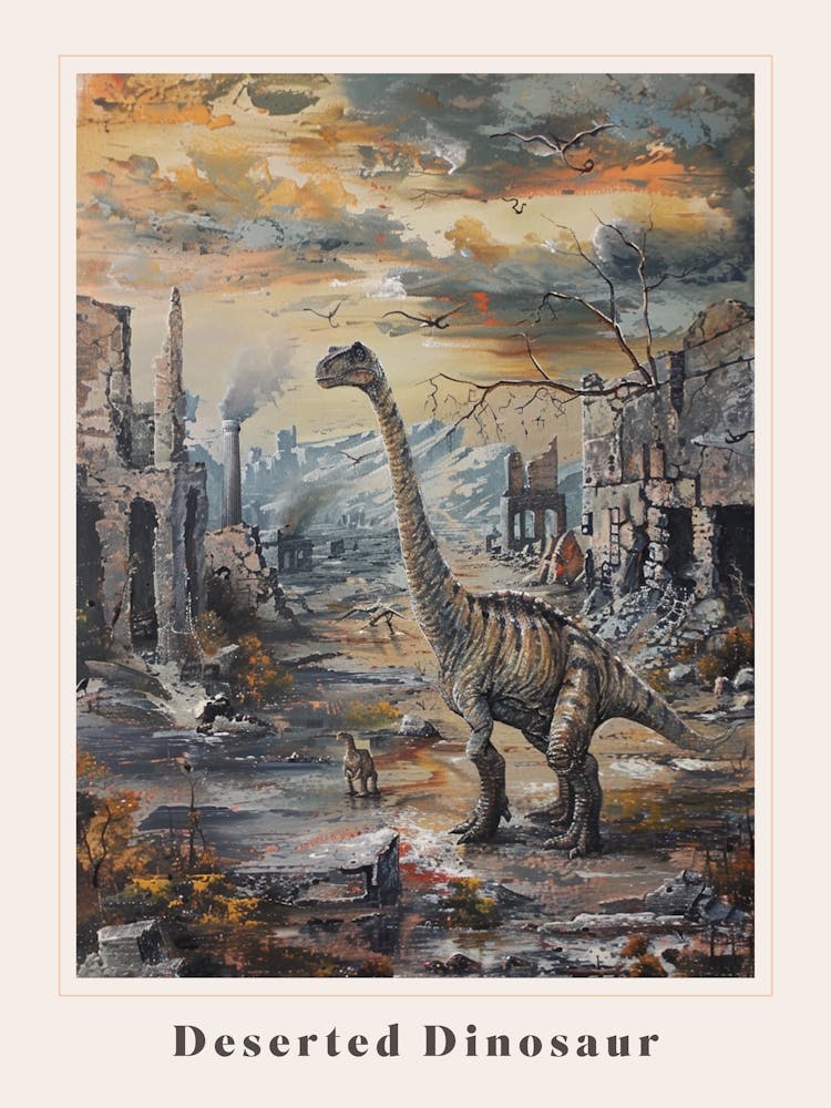 Dinosaur In A Deserted Landscape Painting 2 Poster