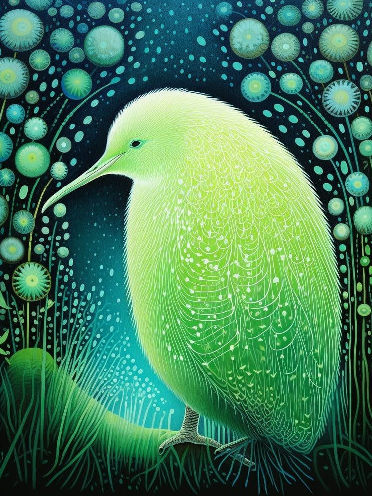 Ohara Koson Inspired Bird Painting Kiwi 4